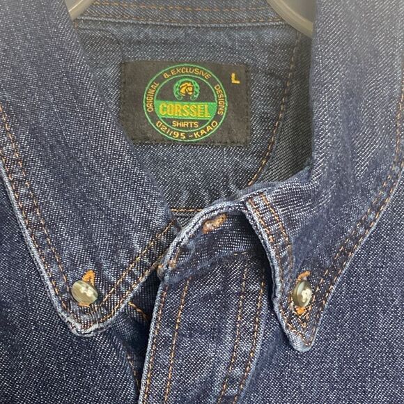 CORSELL Men’s Button Down Classic Denim Shirt Size L - Picture 2 of 5